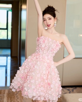 Bride flowers formal dress light wrapped chest dress