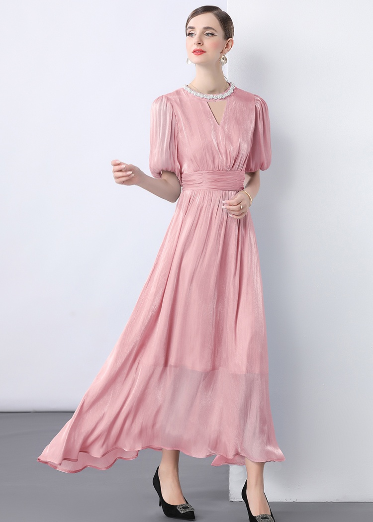 Short sleeve lantern sleeve medium waist dress