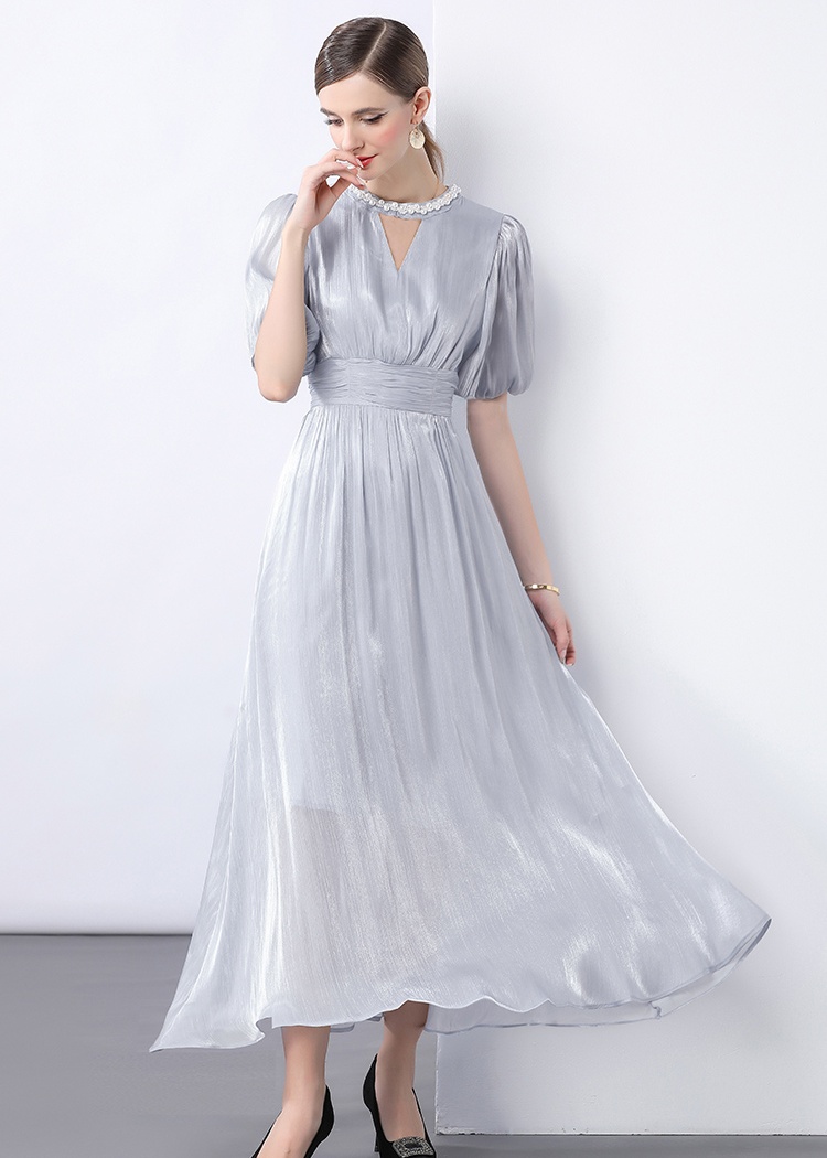 Short sleeve lantern sleeve medium waist dress