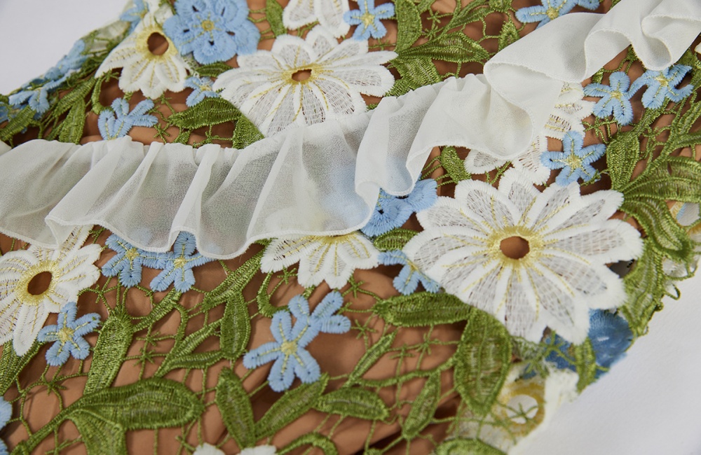Slim lotus leaf edges stereoscopic dress