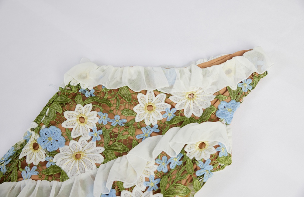 Slim lotus leaf edges stereoscopic dress