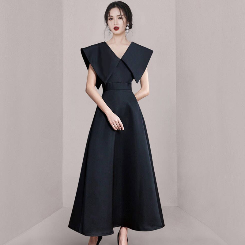 Korean style simple long commuting grace dress