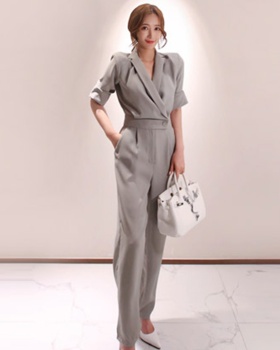 Short sleeve jumpsuit business suit