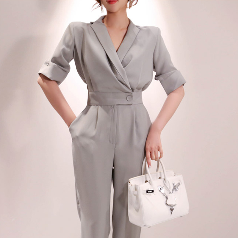 Short sleeve jumpsuit business suit