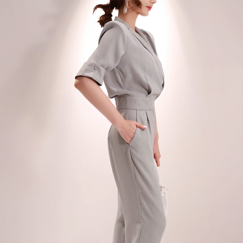Short sleeve jumpsuit business suit