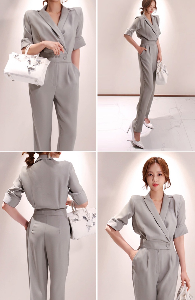 Short sleeve jumpsuit business suit