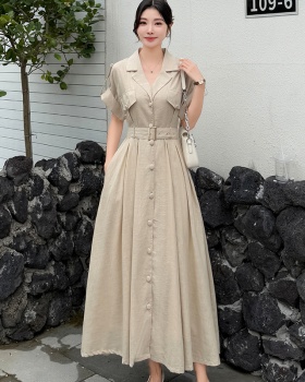 Summer breasted dress ladies unique belt for women