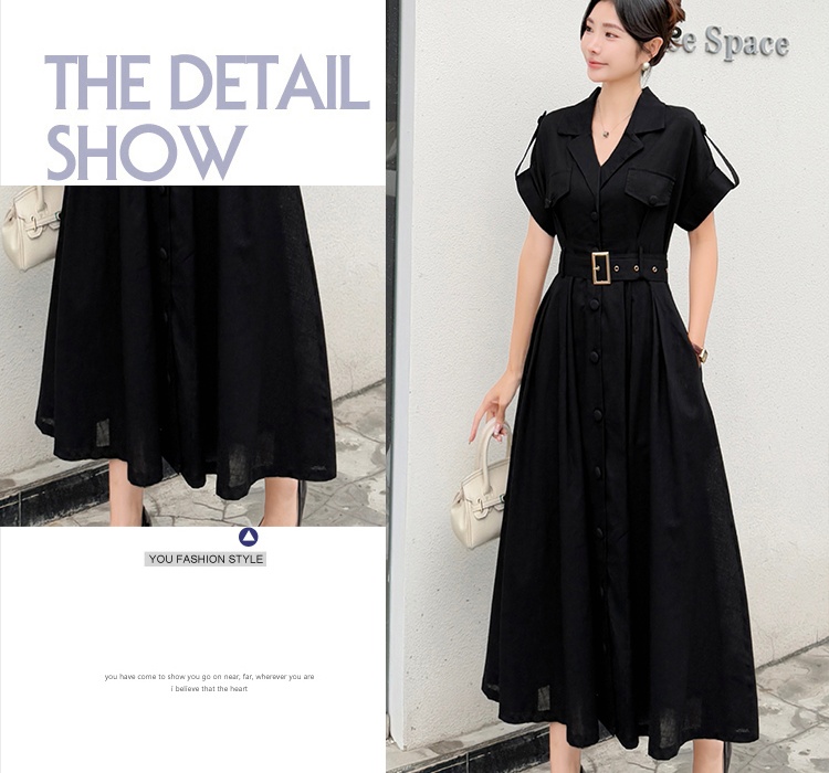 Summer breasted dress ladies unique belt for women