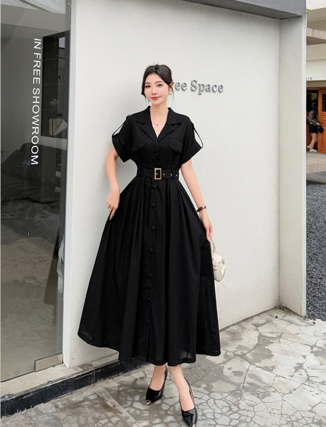 Summer breasted dress ladies unique belt for women