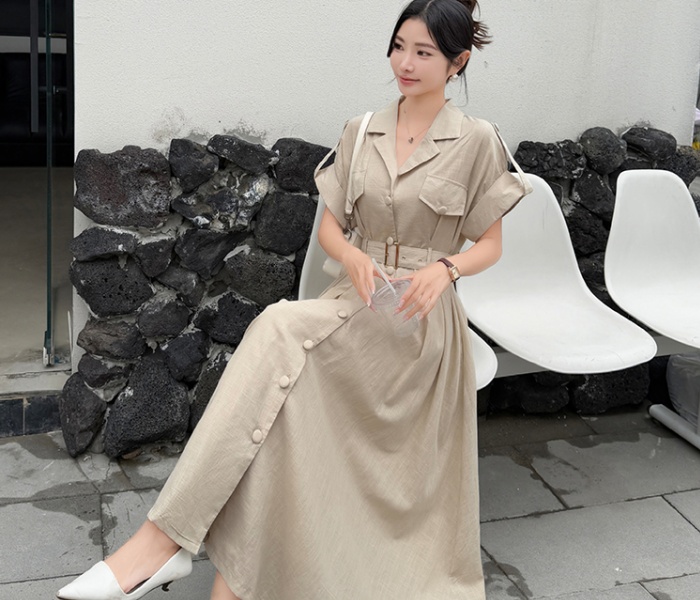 Summer breasted dress ladies unique belt for women