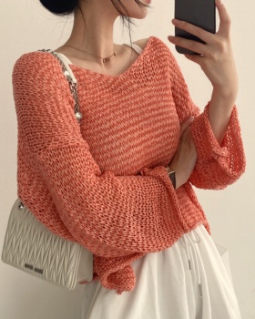 Strapless sweet smock Korean style sweater for women