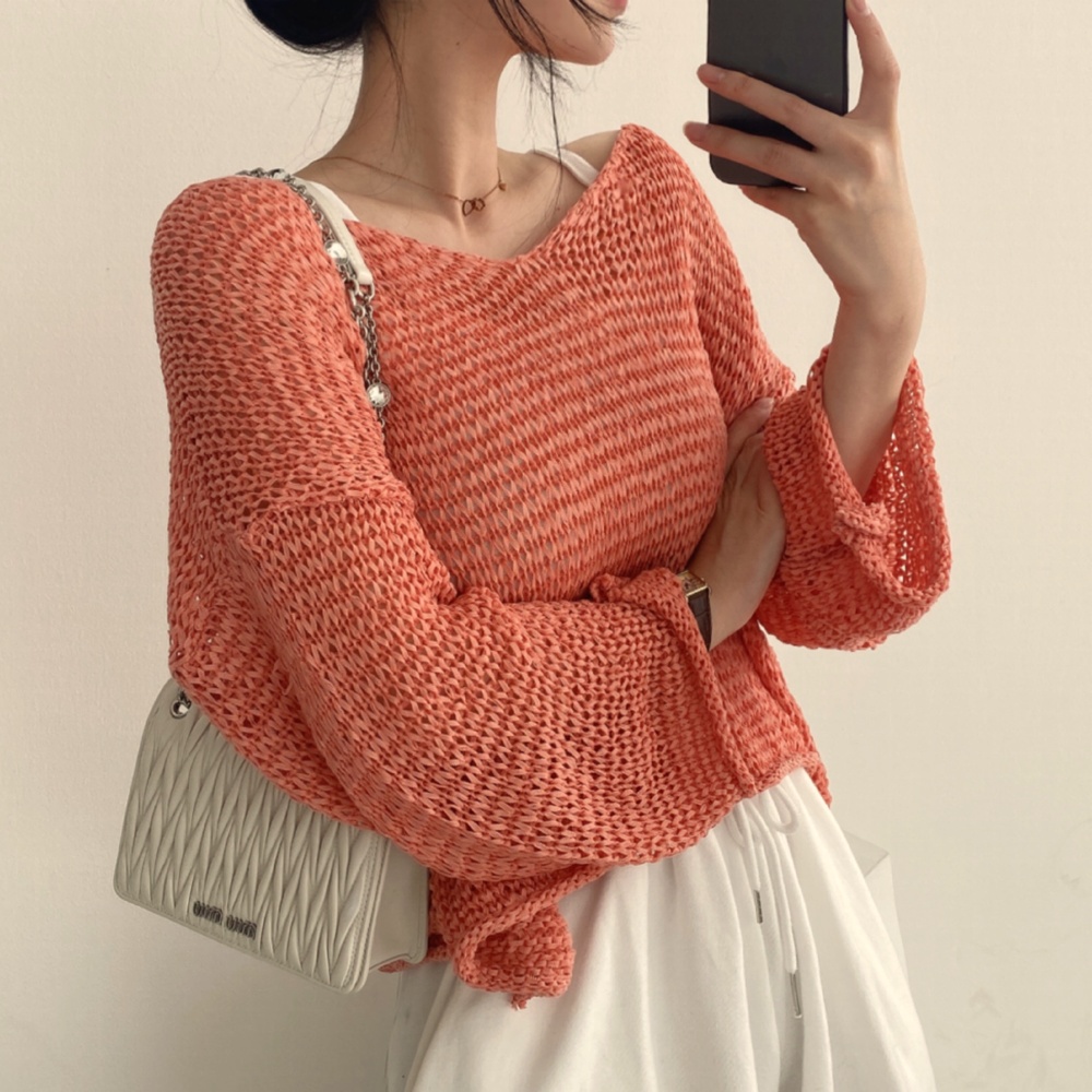 Strapless sweet smock Korean style sweater for women