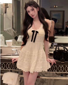 Crochet white dress knitted sleeveless dress