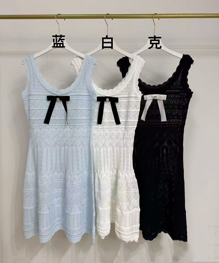Crochet white dress knitted sleeveless dress