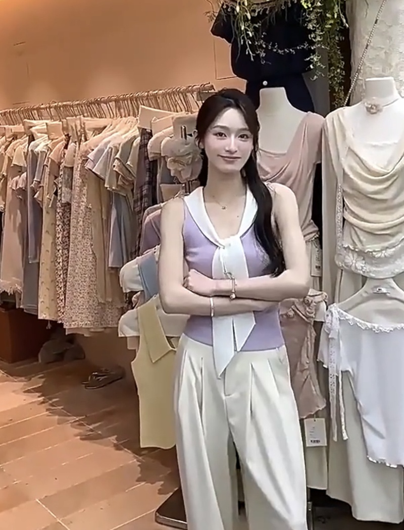 Unique niche tops summer knitted vest for women