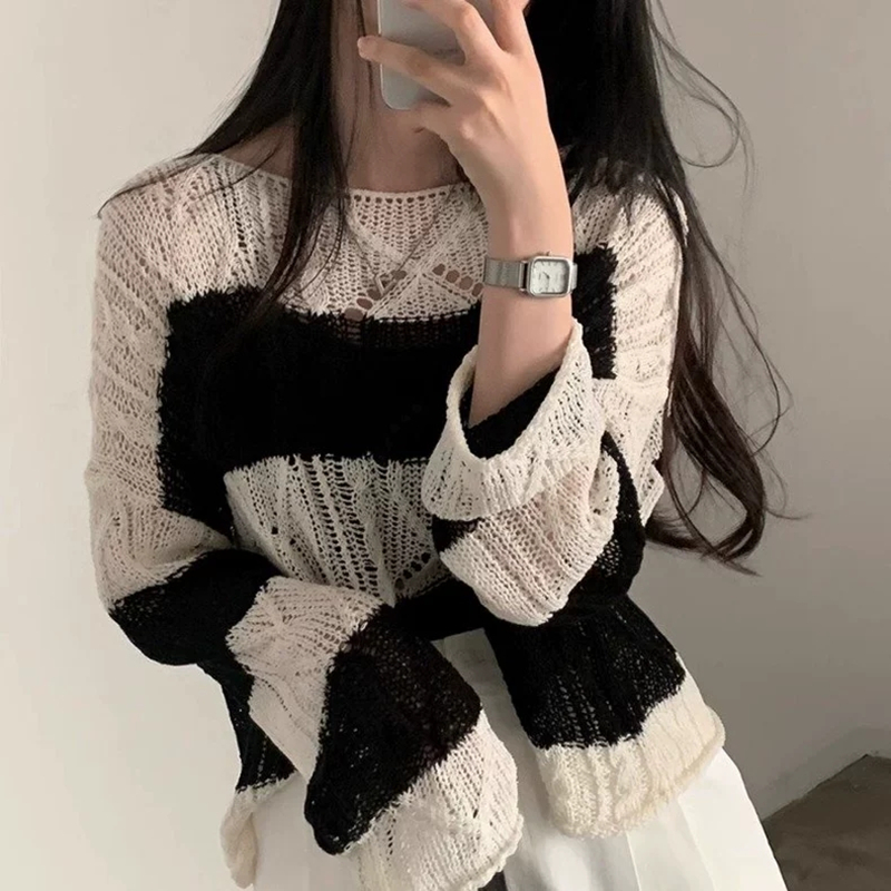 Twist long sleeve tops retro sweater for women
