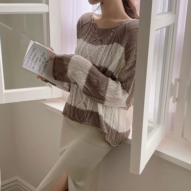 Twist long sleeve tops retro sweater for women