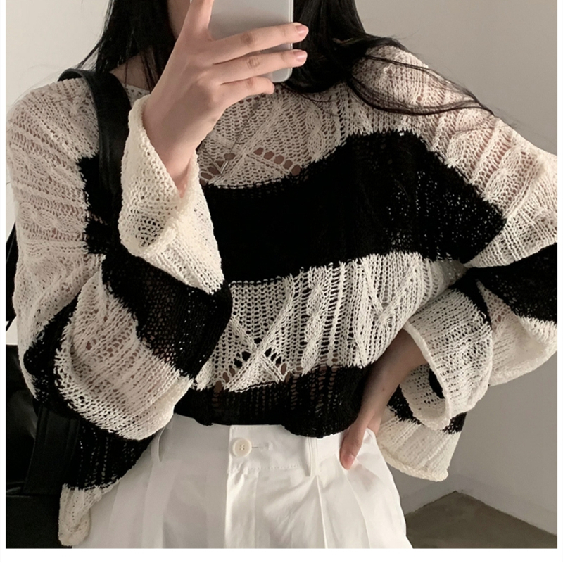 Twist long sleeve tops retro sweater for women