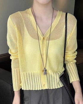 Korean style summer fashion cardigan V-neck ice silk tops