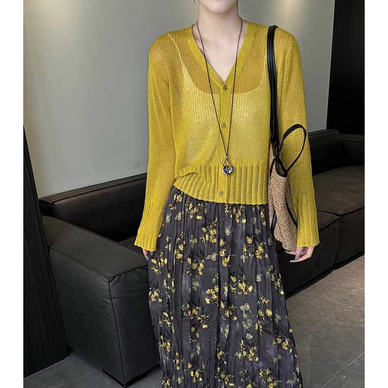 Korean style summer fashion cardigan V-neck ice silk tops