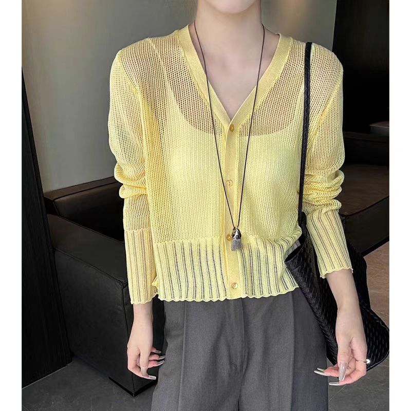 Korean style summer fashion cardigan V-neck ice silk tops