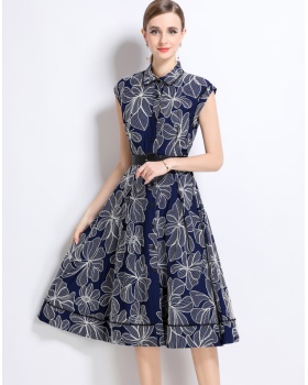 Single-breasted with belt dress summer sleeveless long dress