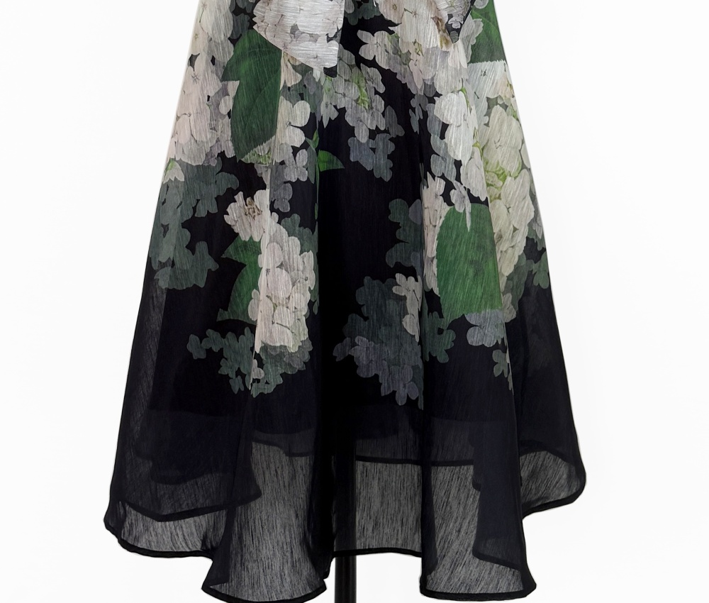 Catwalk sling silk linen wrapped chest printing dress