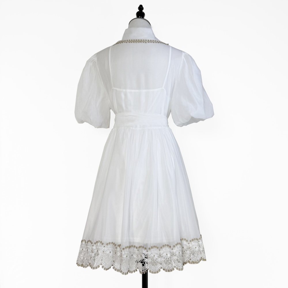European style splice dress lace T-back 2pcs set