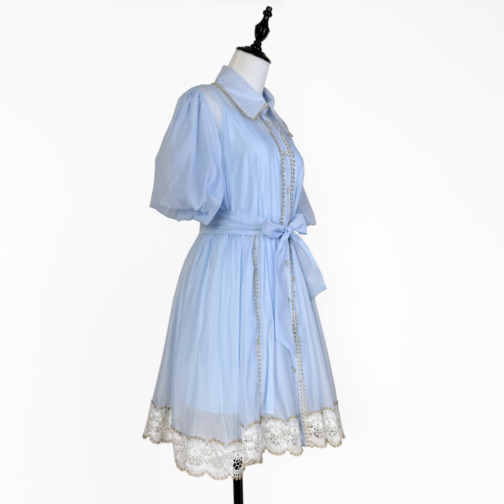 European style splice dress lace T-back 2pcs set