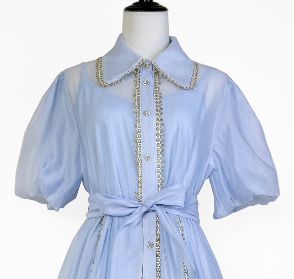 European style splice dress lace T-back 2pcs set