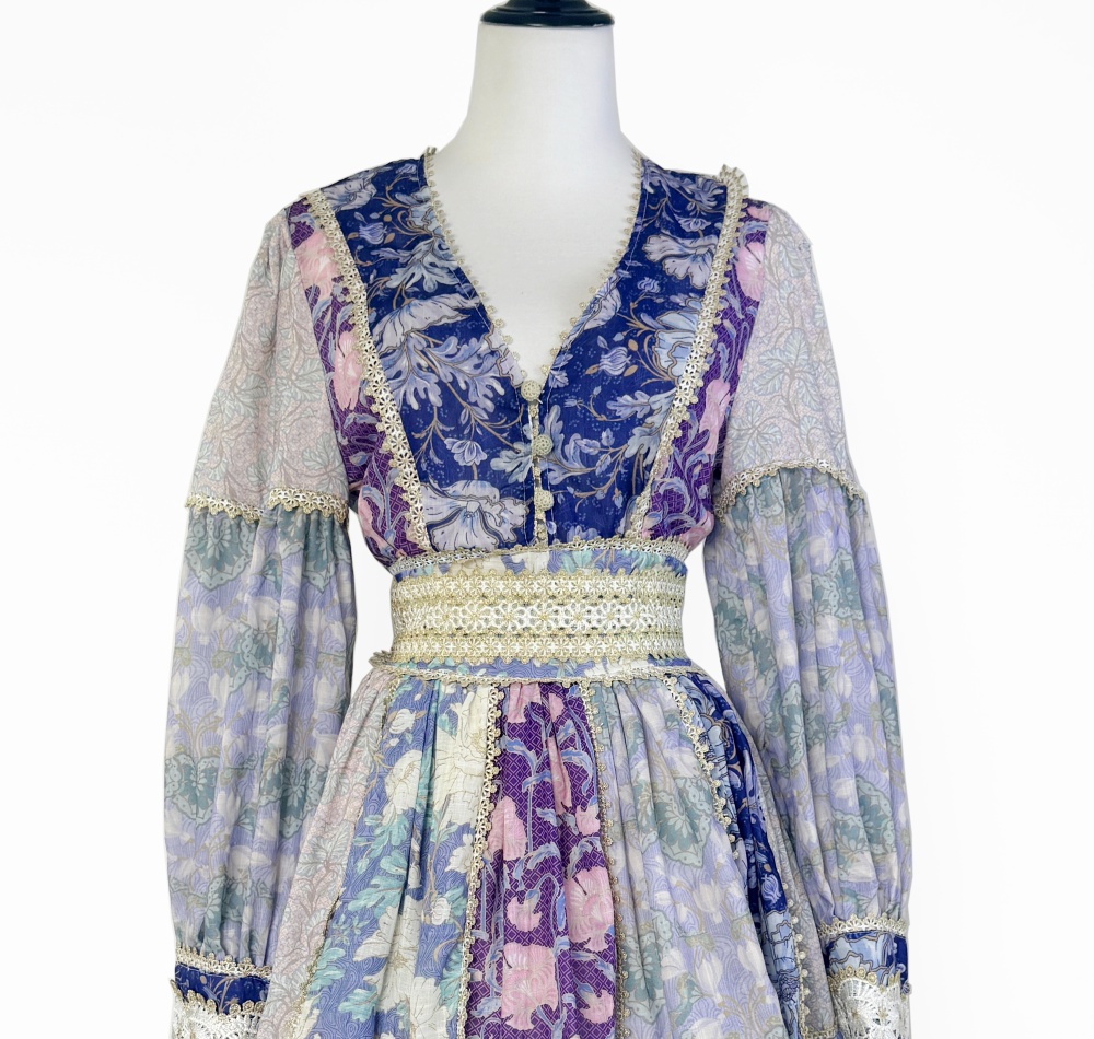 Splice printing lace European style court style dress