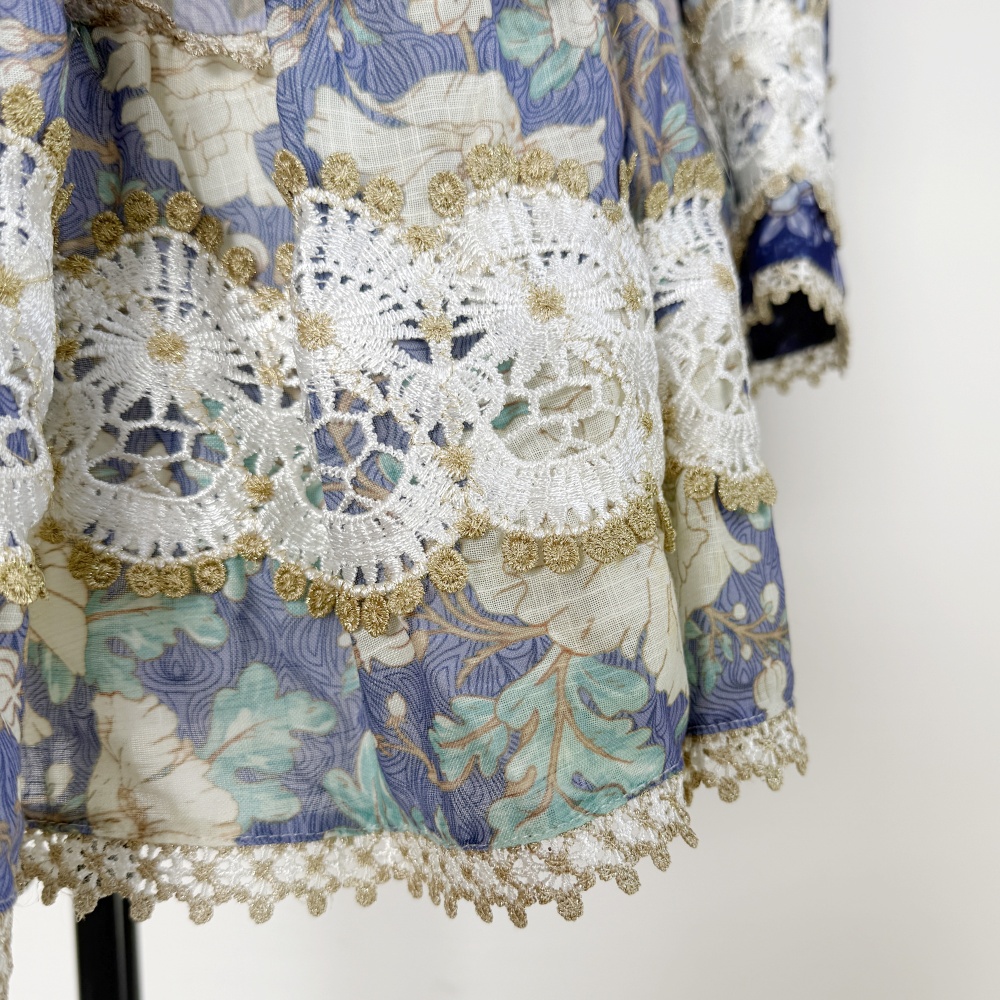 Splice printing lace European style court style dress