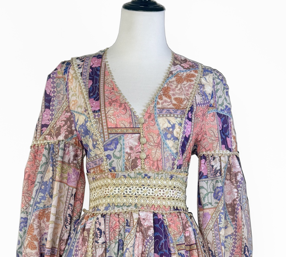 Splice printing lace European style court style dress