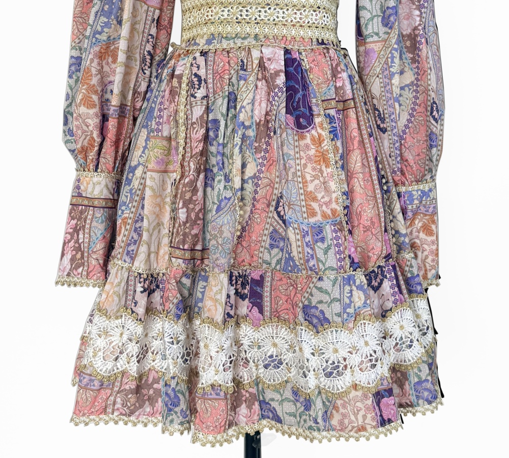 Splice printing lace European style court style dress