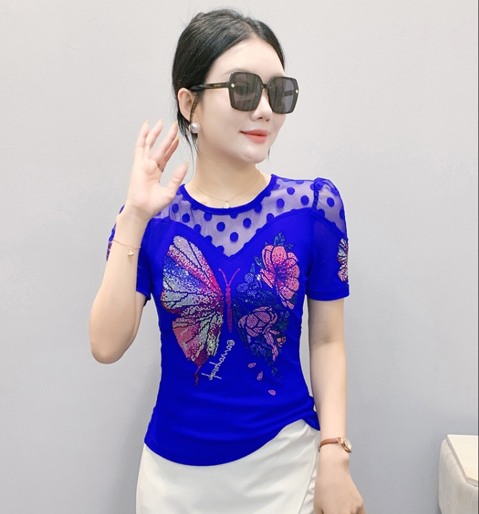 Round neck unique small shirt slim tops for women