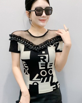 Unique printing horizontal collar tops for women