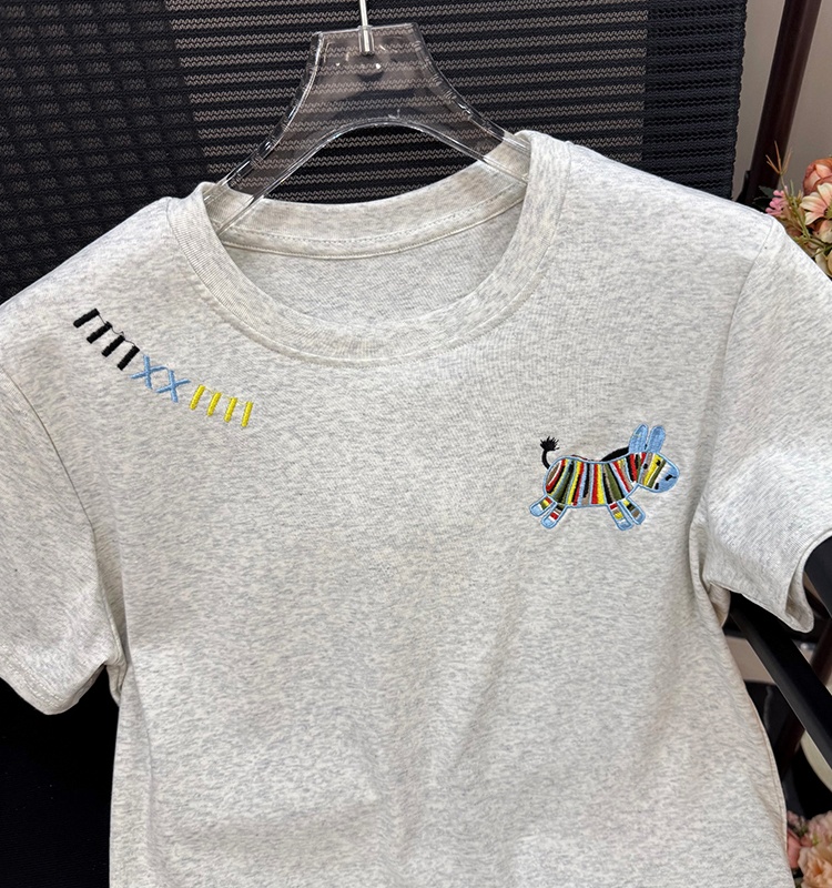 Round neck summer T-shirt Western style tops for women