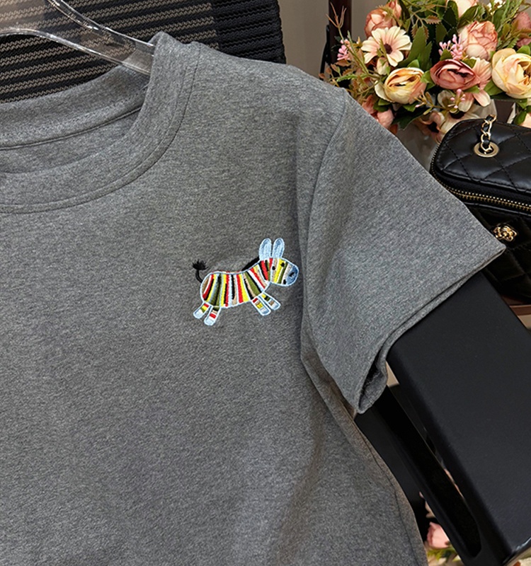 Round neck summer T-shirt Western style tops for women