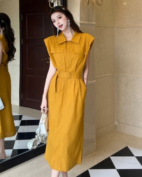 Niche summer slim shirt sleeveless flax fashion dress