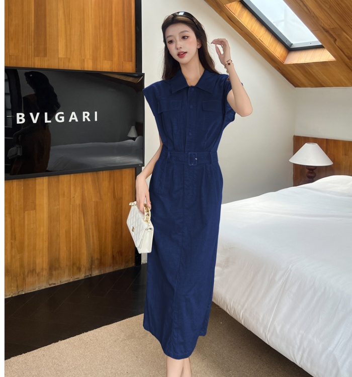 Niche summer slim shirt sleeveless flax fashion dress