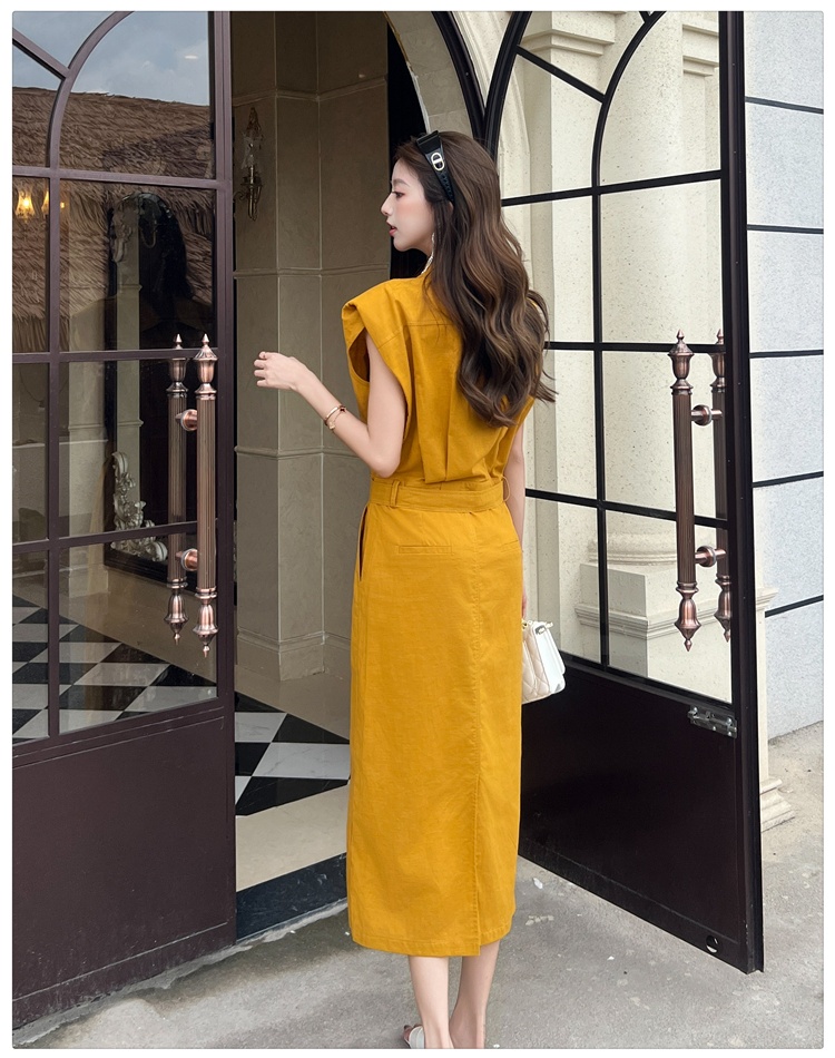 Niche summer slim shirt sleeveless flax fashion dress
