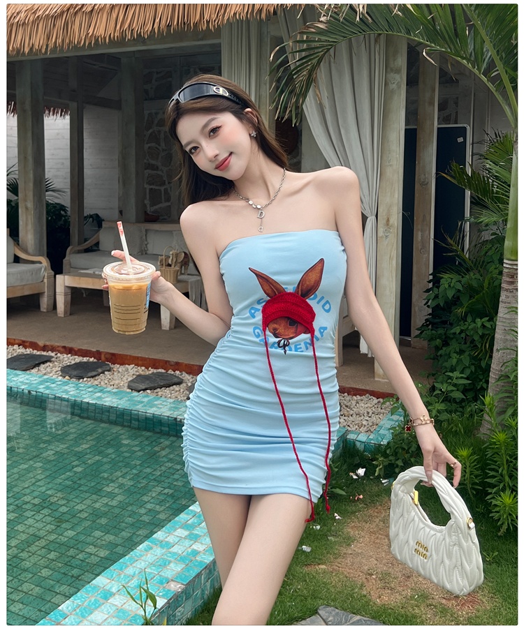 Rabbit spicegirl printing short sexy dress for women