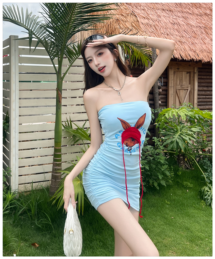 Rabbit spicegirl printing short sexy dress for women