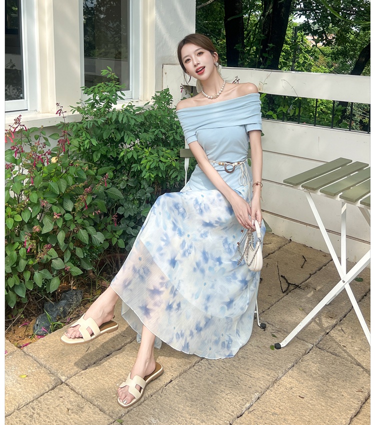 France style tops irregular T-shirt 2pcs set