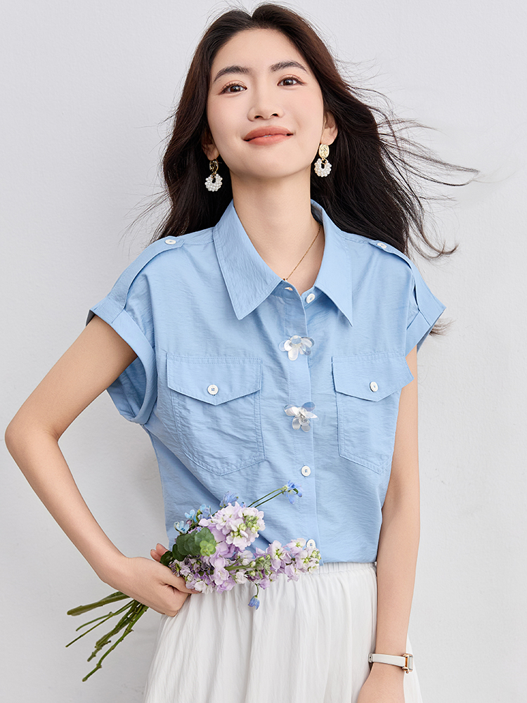 Stereoscopic shirt flowers decoration tops for women
