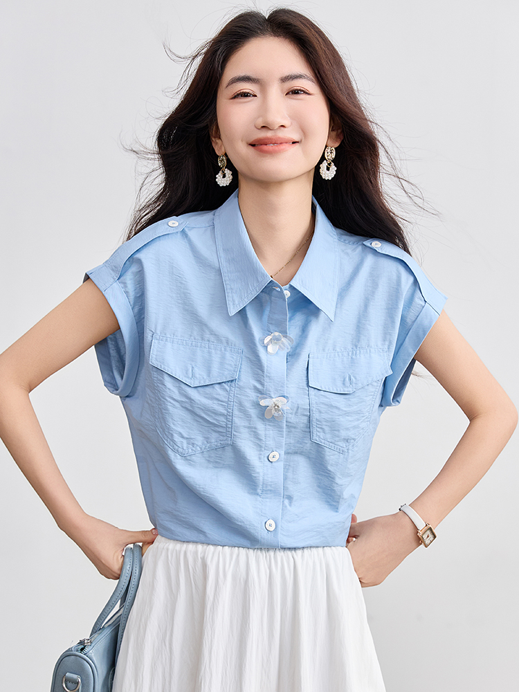 Stereoscopic shirt flowers decoration tops for women