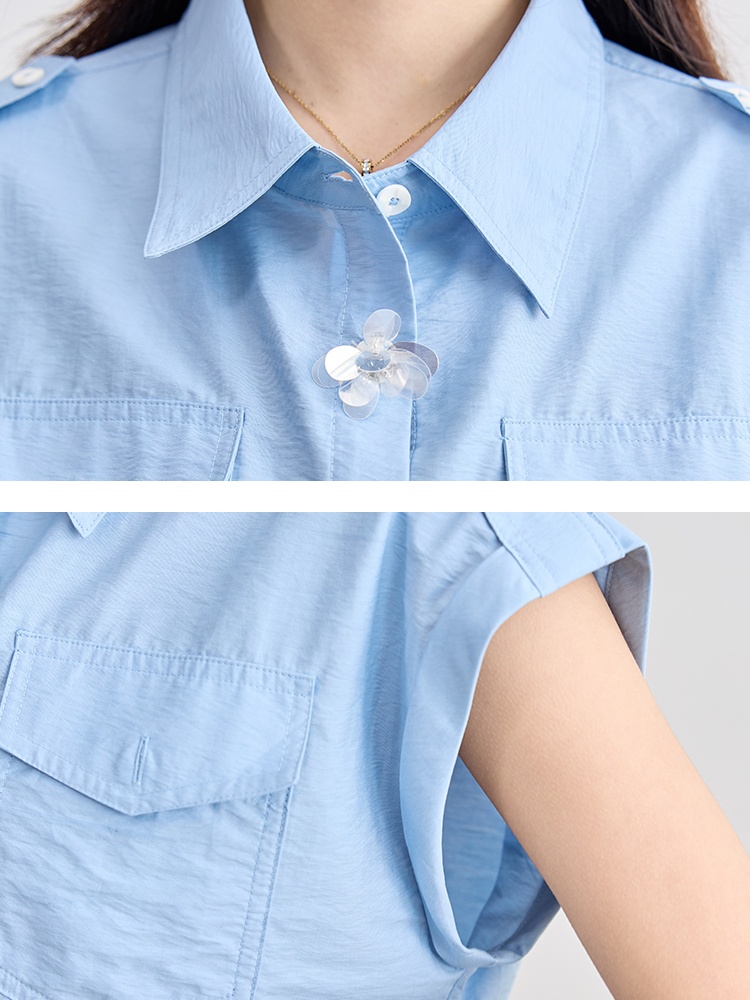 Stereoscopic shirt flowers decoration tops for women