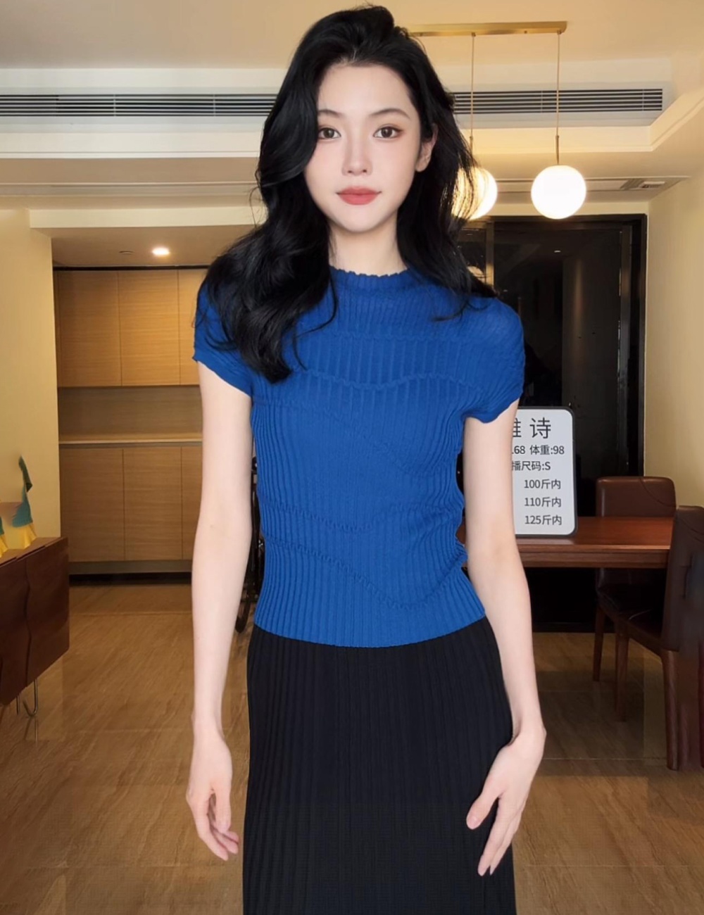 Temperament round neck tops short sleeve summer sweater