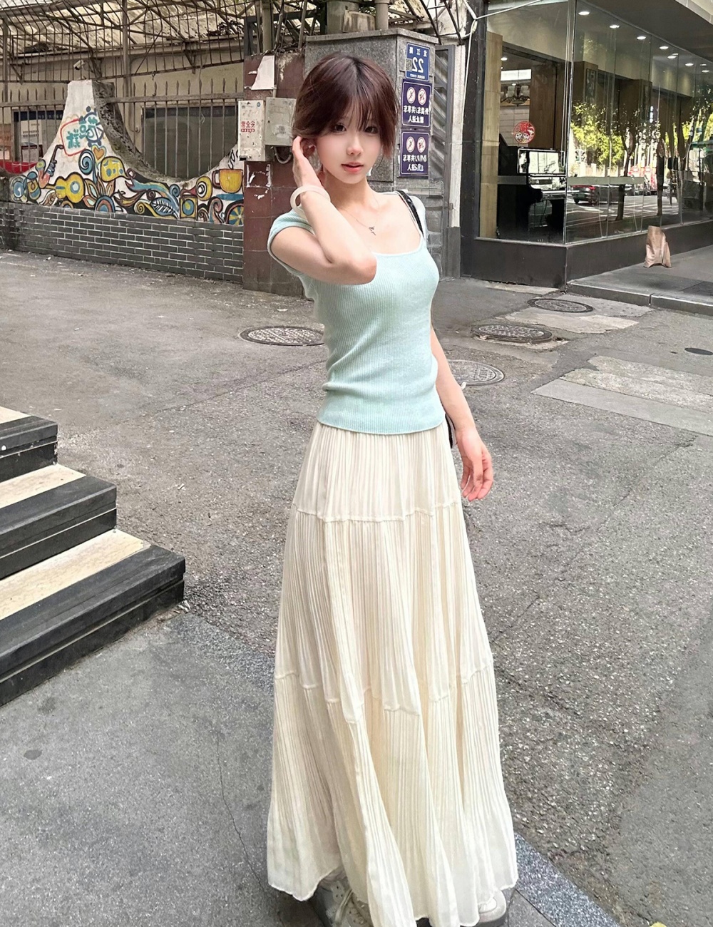 Show young skirt summer sweater a set for women