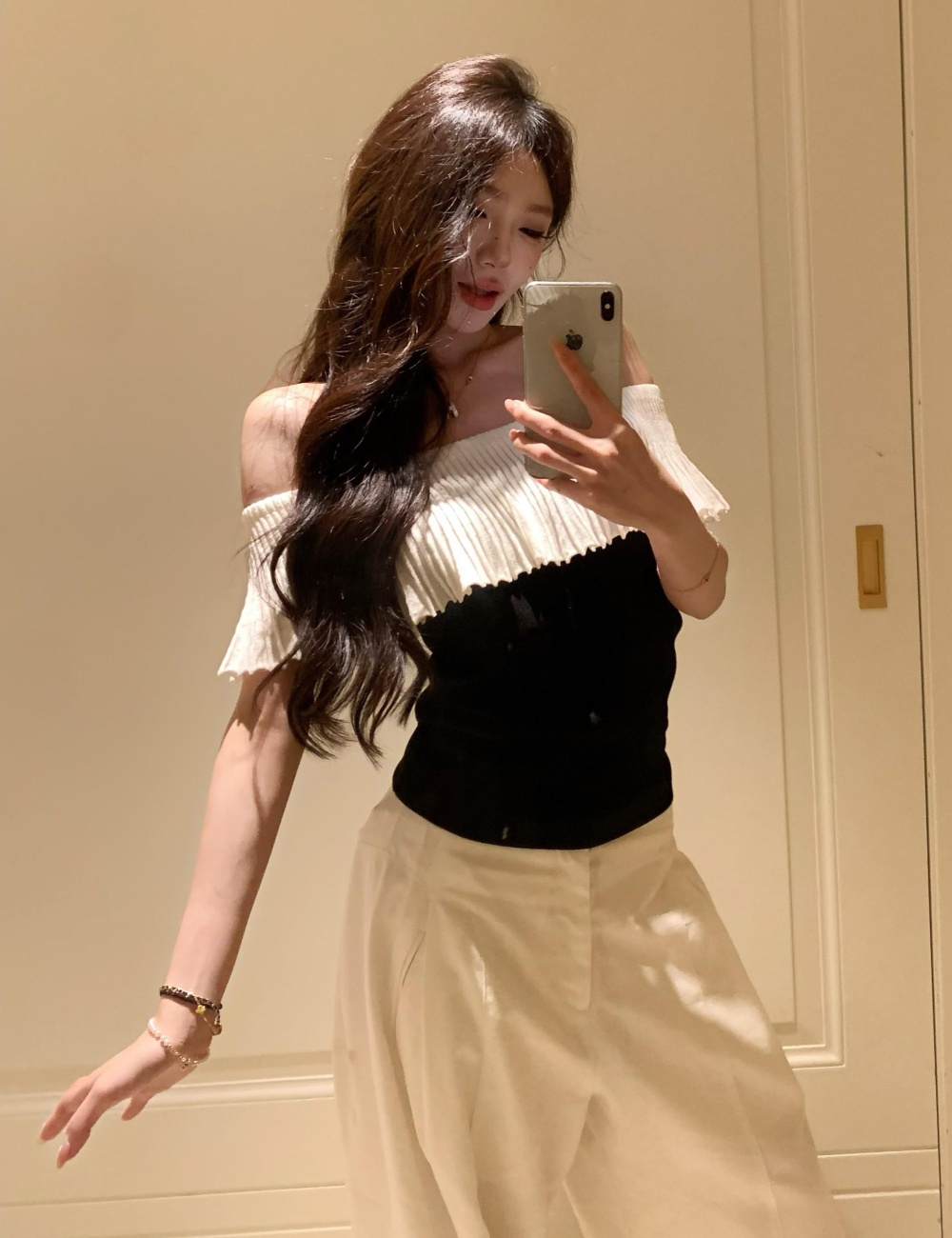 Summer lotus leaf edges tops knitted small shirt
